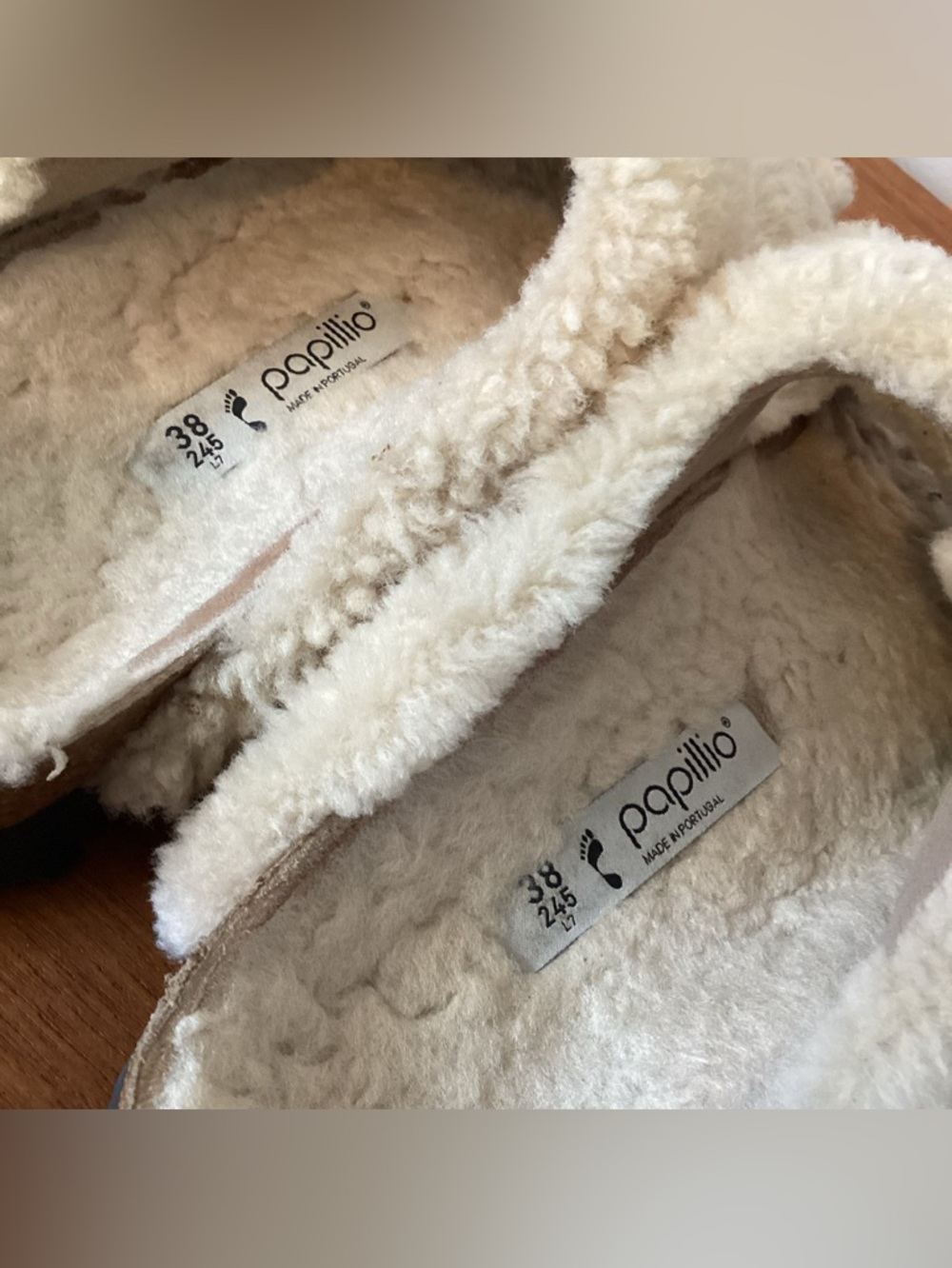Birkenstock Arizona Big Buckle Shearling Teddy Eggshell Sheepskin 38 7 7.5 - Picture 5 of 7